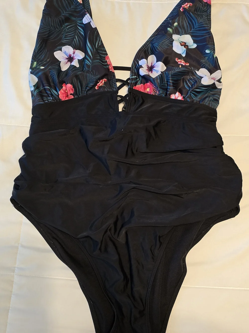 Three Different Bathing Suits Same Flattering Style Size 20